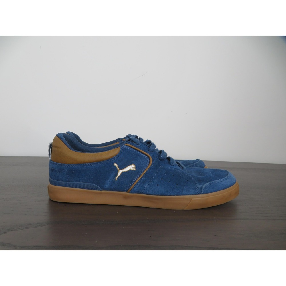 Puma Funist Slider Shoes Mens 13 Blue Gum Sole Low Suede Sneakers 305634-03